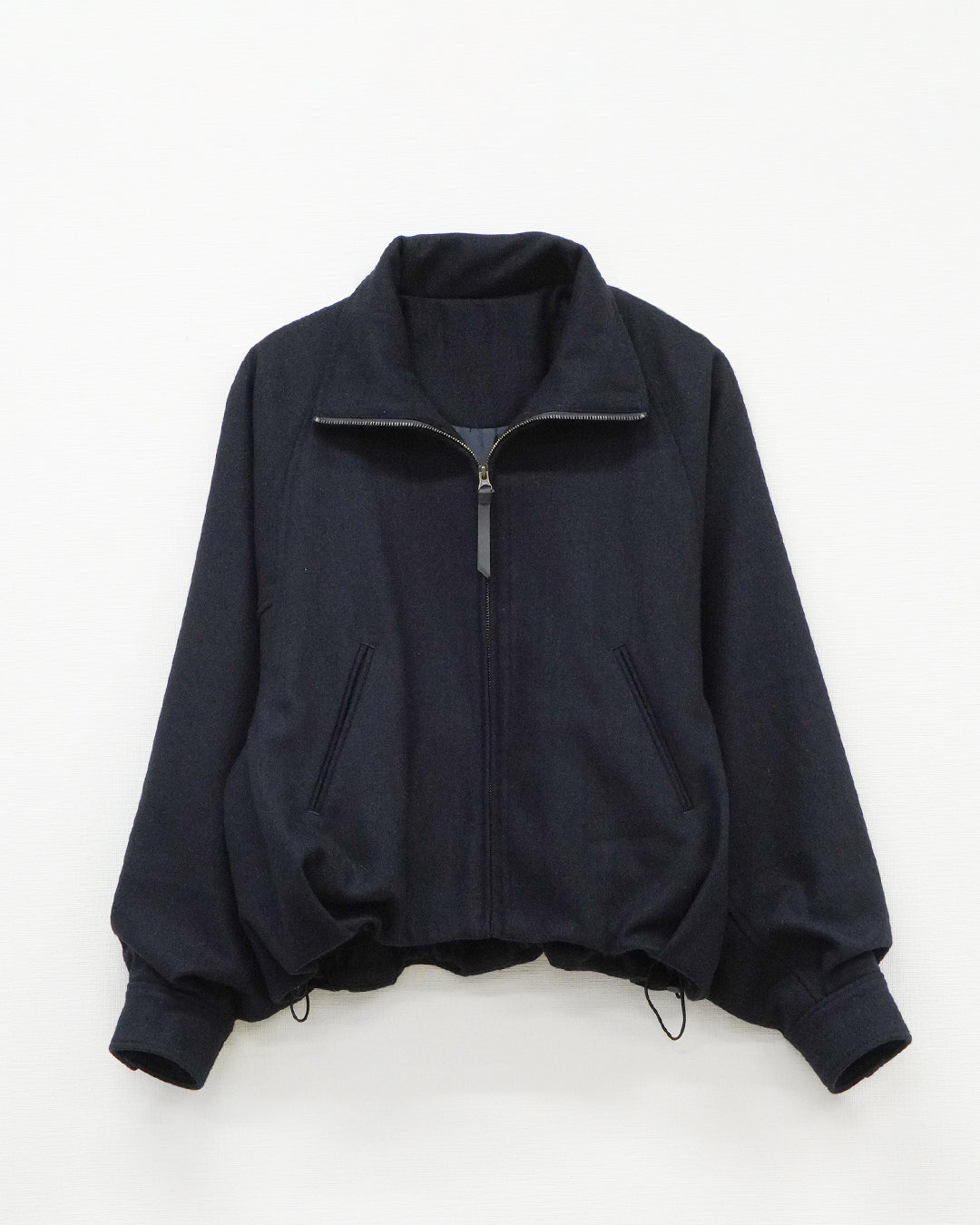 ハイネックウールショートブルゾン_Navy