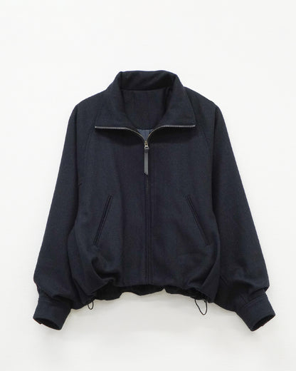 ハイネックウールショートブルゾン_Navy