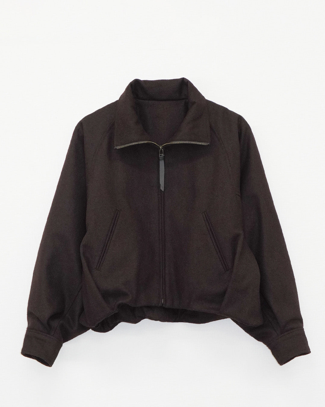 ハイネックウールショートブルゾン_Brown
