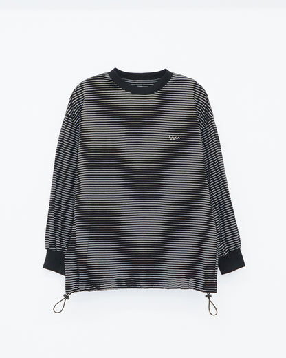 【KIDS】ボーダーロングTシャツ_Black
