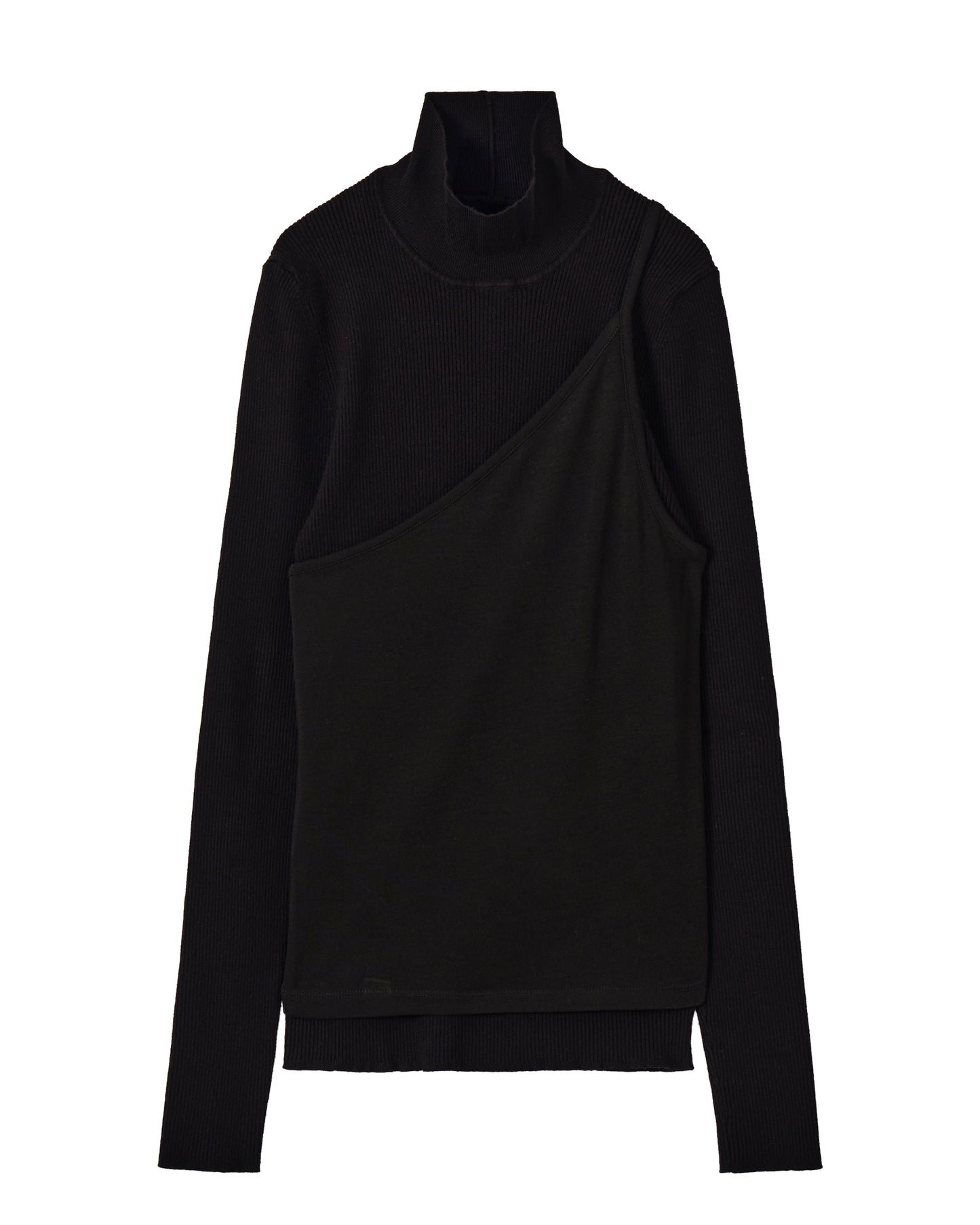 レイヤードワンショルダーニット_Black