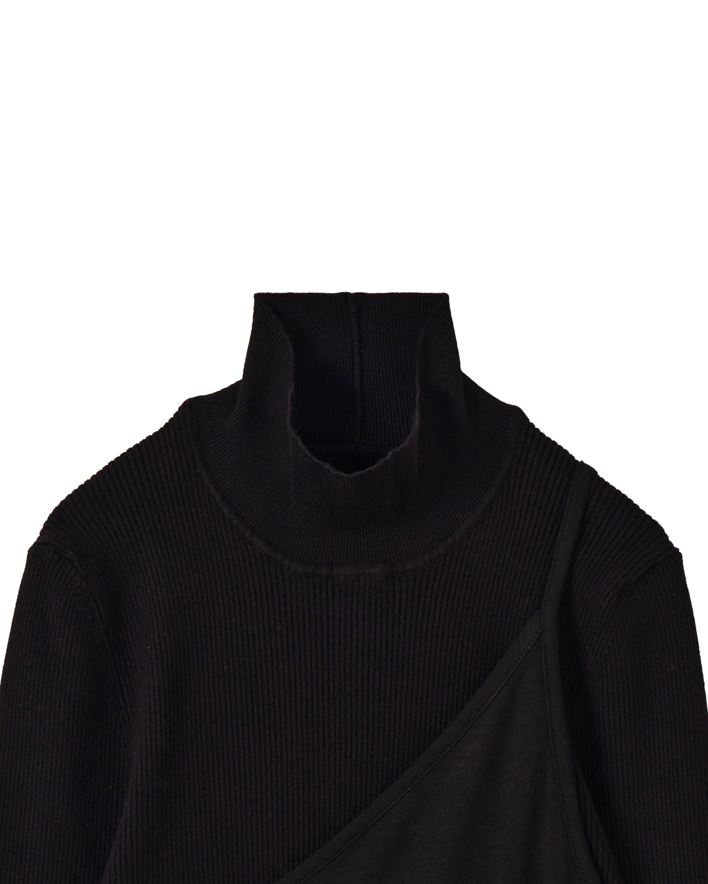 レイヤードワンショルダーニット_Black