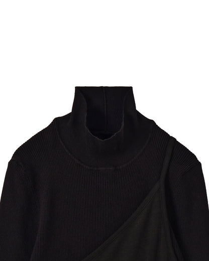 レイヤードワンショルダーニット_Black