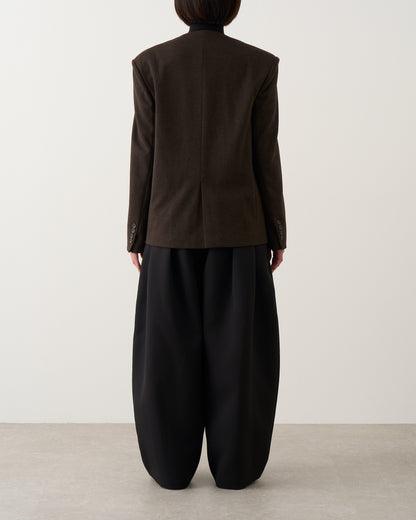 ノーカラーレイヤードジャケット_Brown