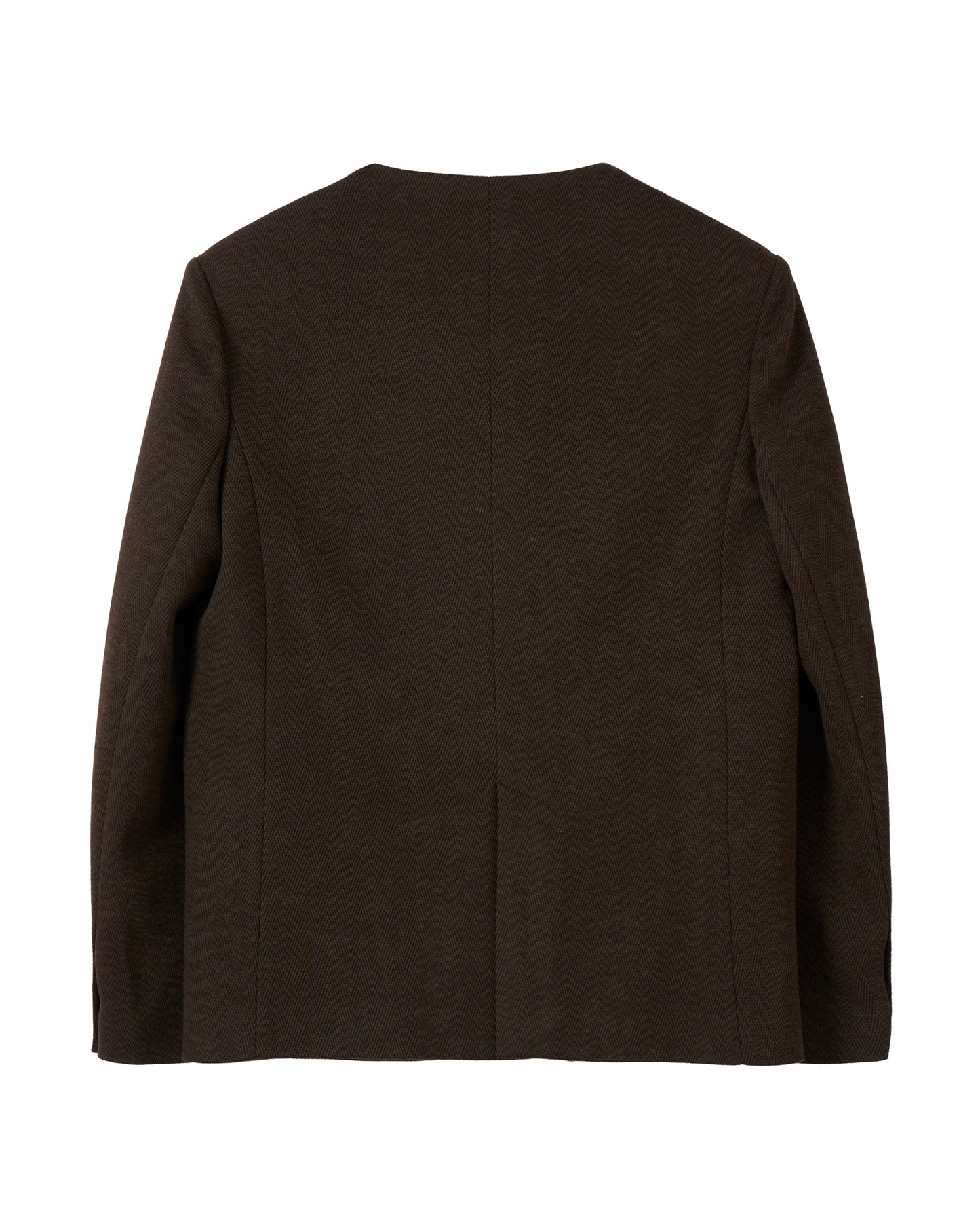 ノーカラーレイヤードジャケット_Brown