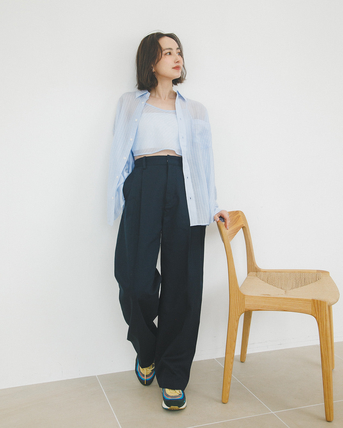 I'm in】シアーレイヤードシャツセット_Sax Blue – I'm in