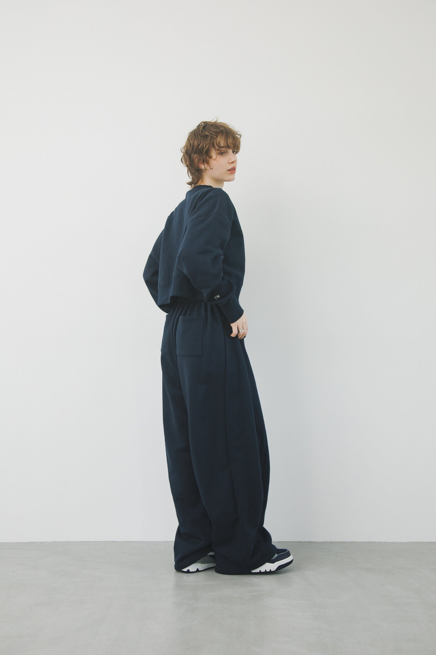ギャザースウェットパンツ_Navy
