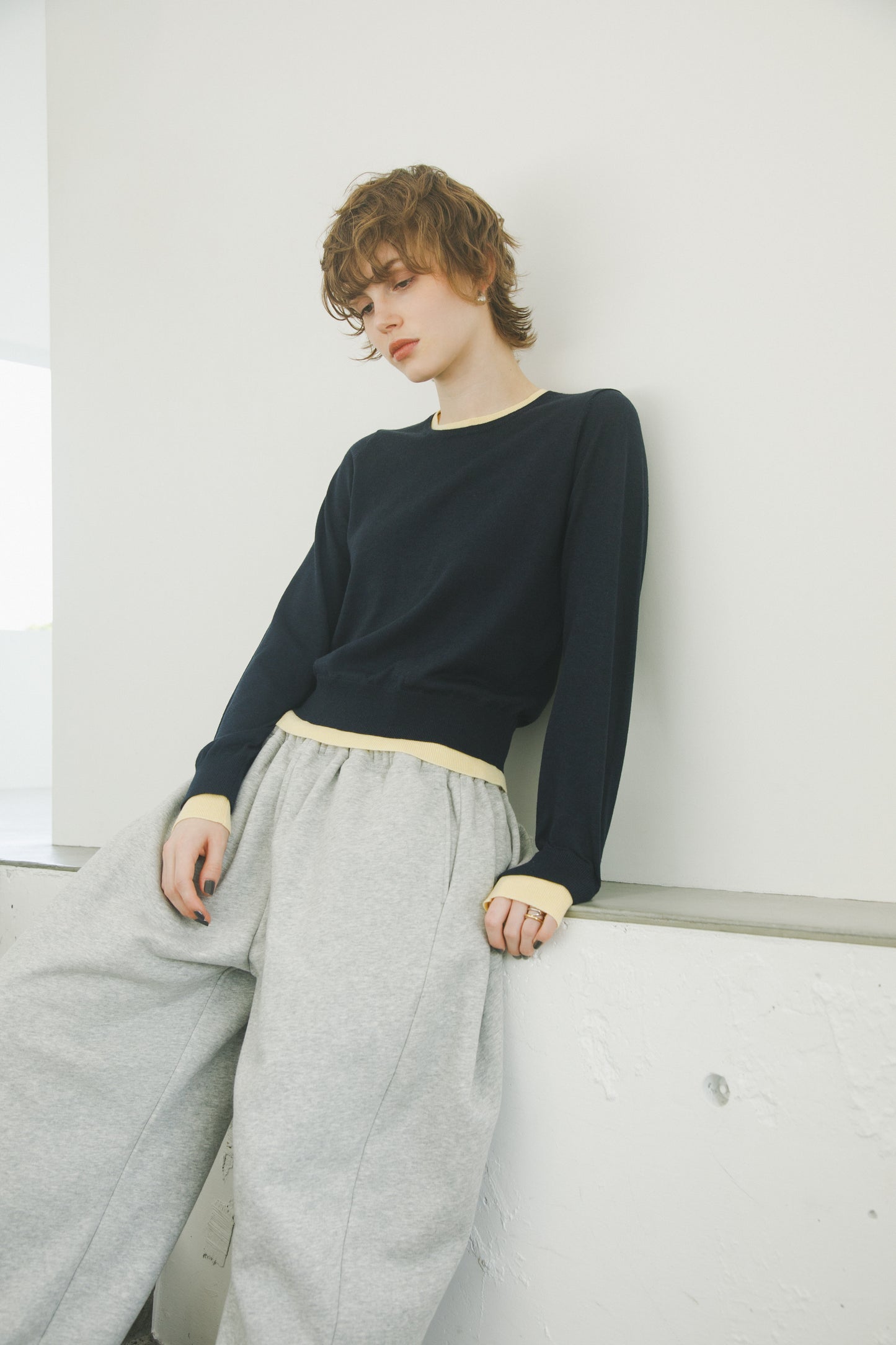 ギャザースウェットパンツ_Gray