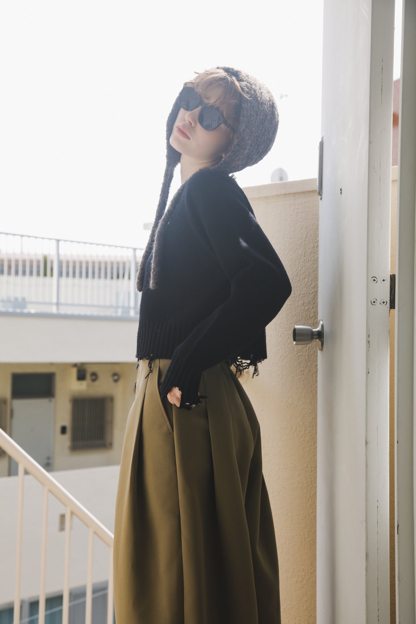 タックベルトパンツ_Khaki
