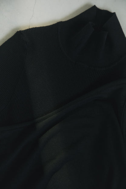 レイヤードワンショルダーニット_Black