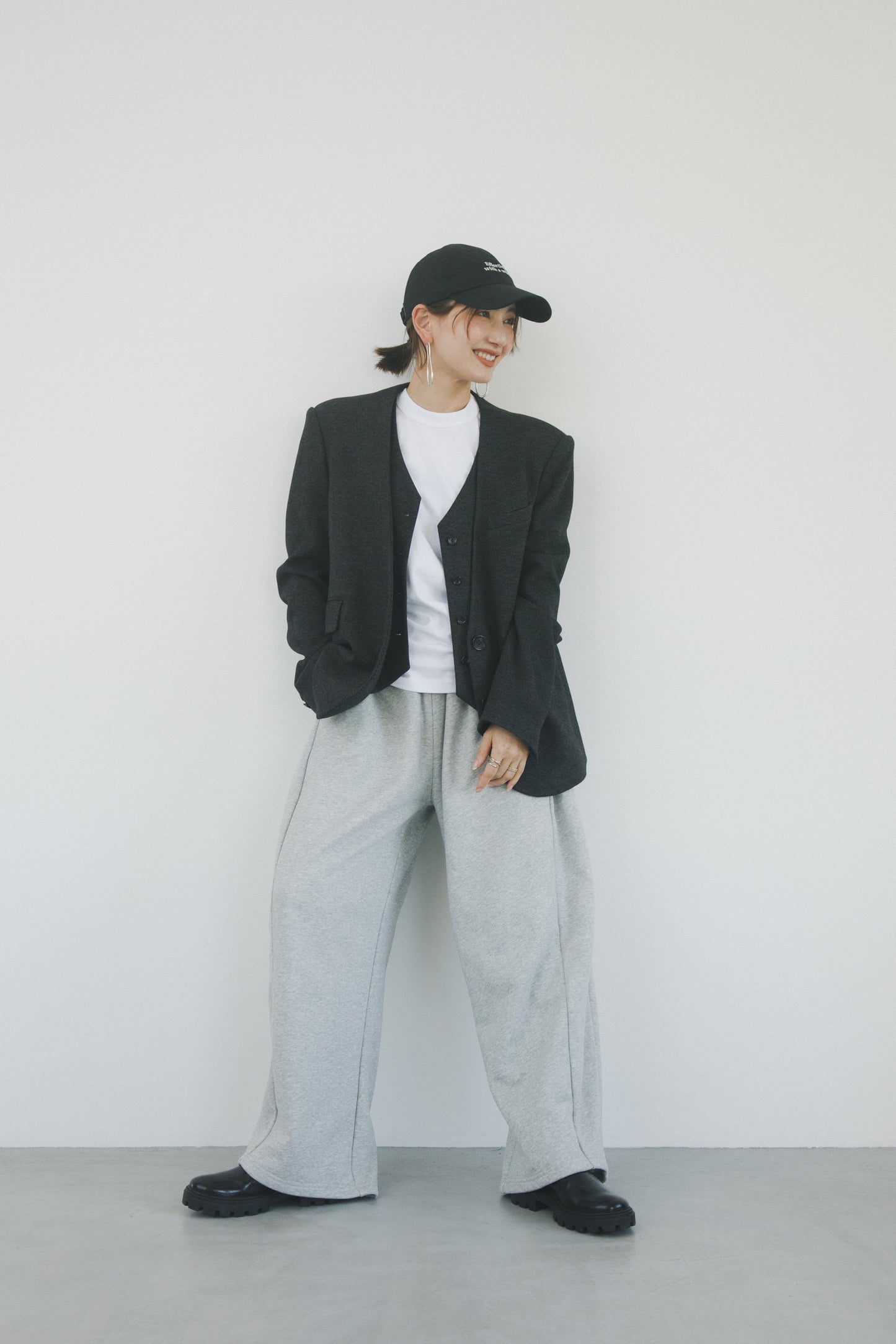 ギャザースウェットパンツ_Gray