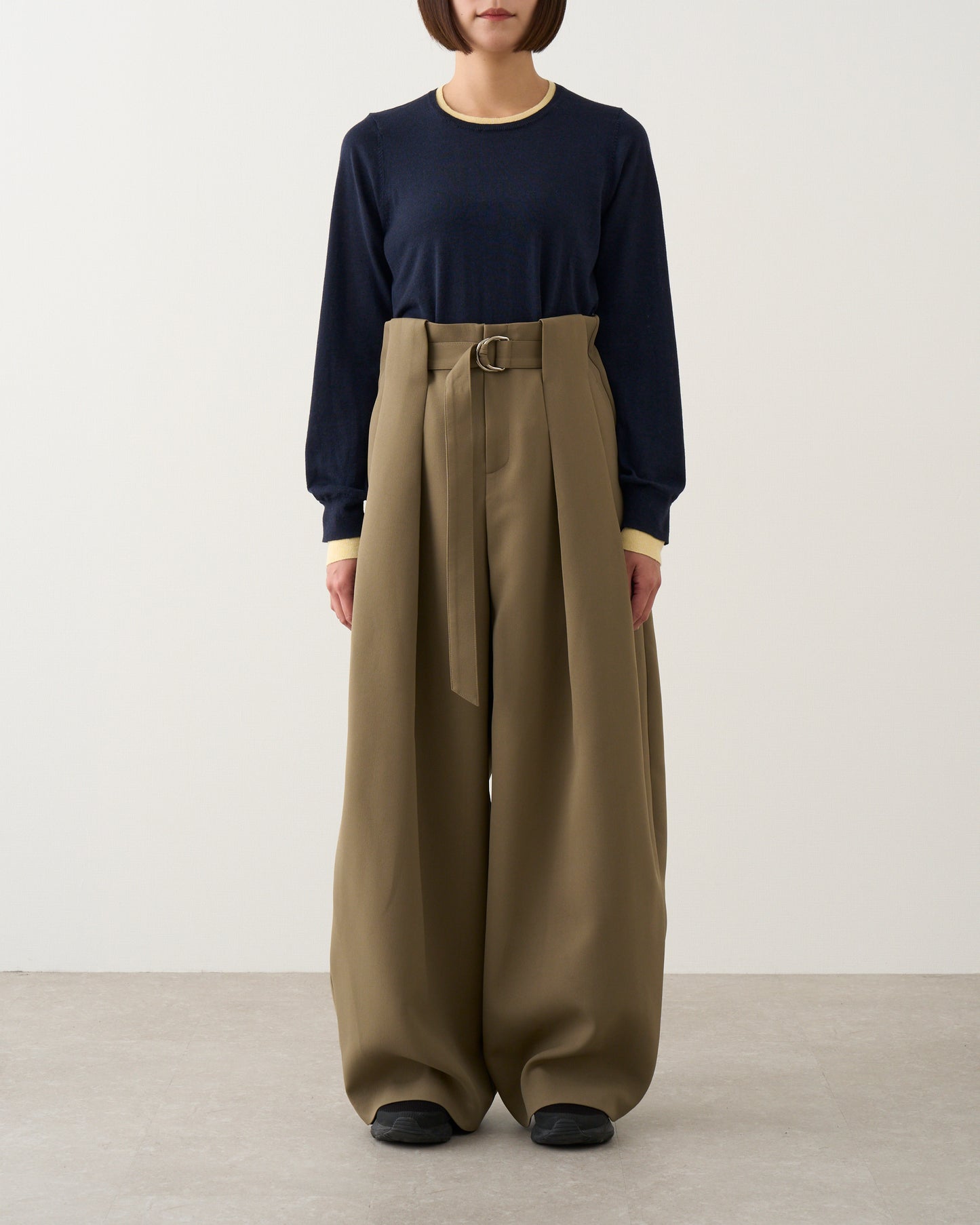 タックベルトパンツ_Khaki