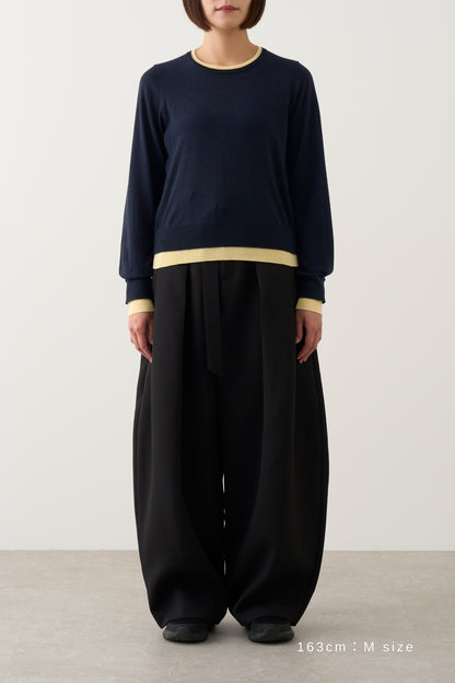 ラインカラーニット_Navy