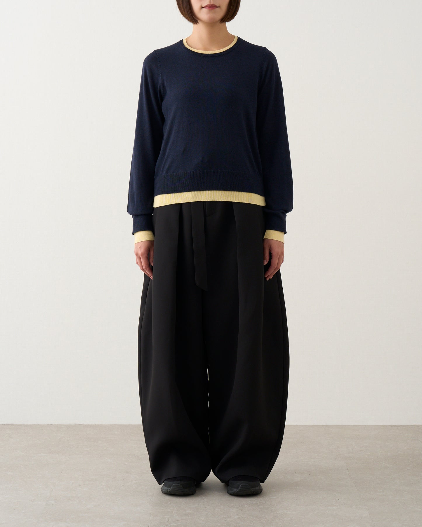 ラインカラーニット_Navy