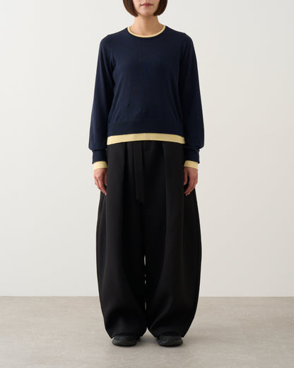 ラインカラーニット_Navy
