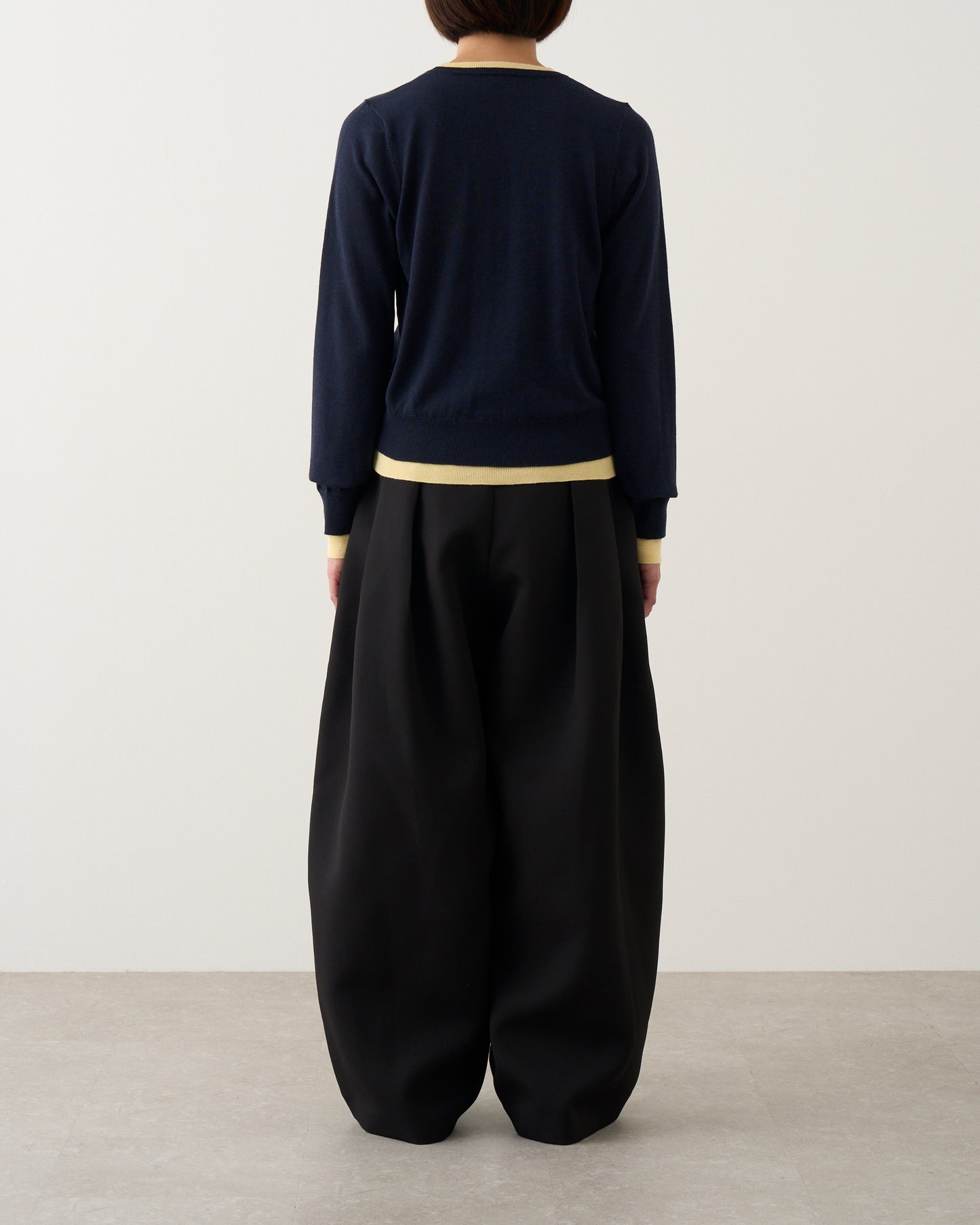 ラインカラーニット_Navy