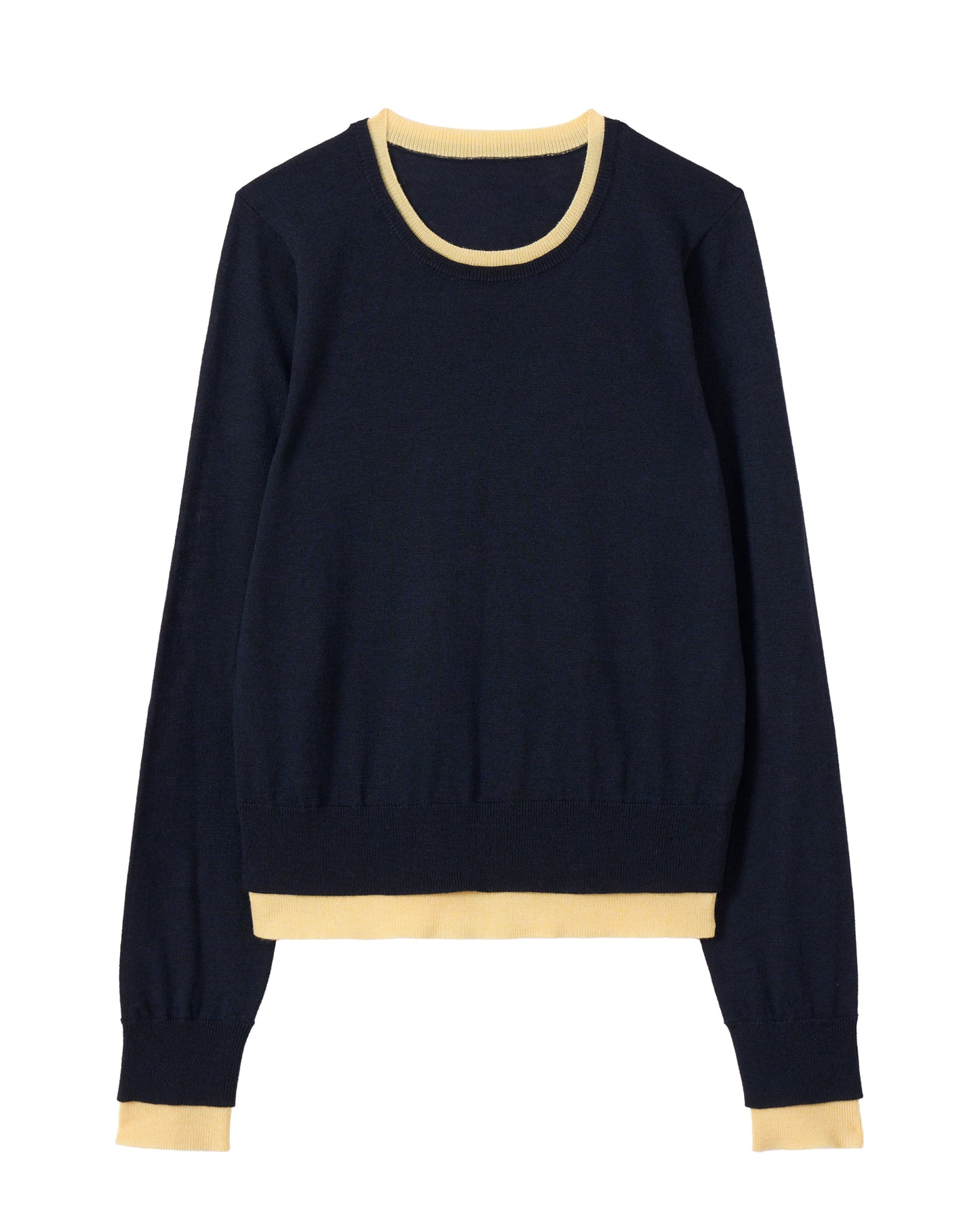 ラインカラーニット_Navy