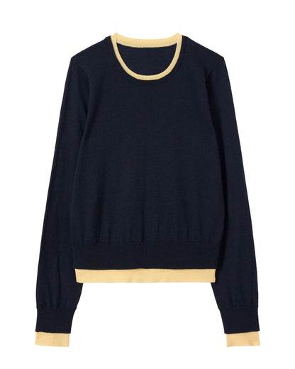 ラインカラーニット_Navy
