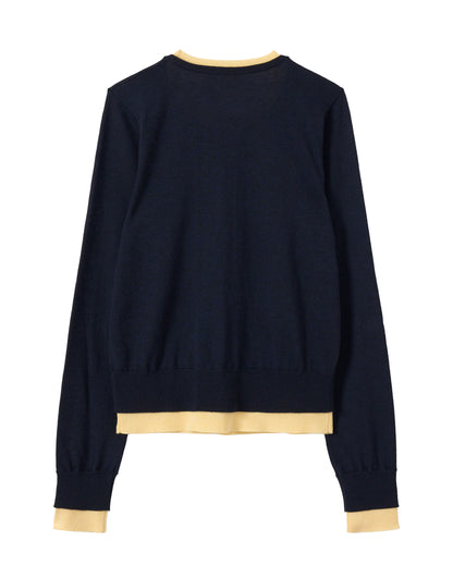 ラインカラーニット_Navy