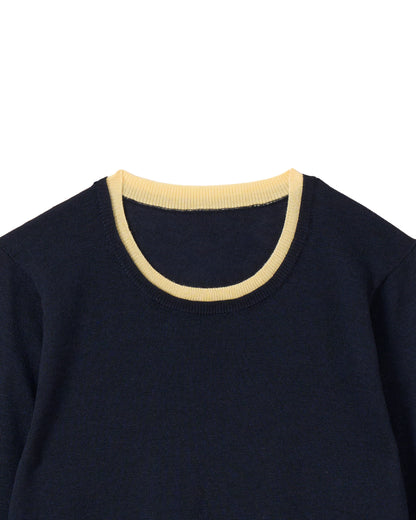 ラインカラーニット_Navy